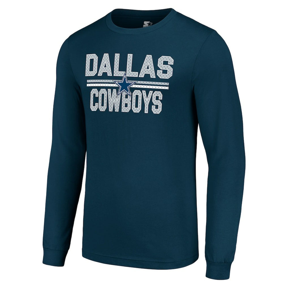 Dallas Cowboys Starter Team Mesh Print Graphic Long Sleeve T-Shirt Navy