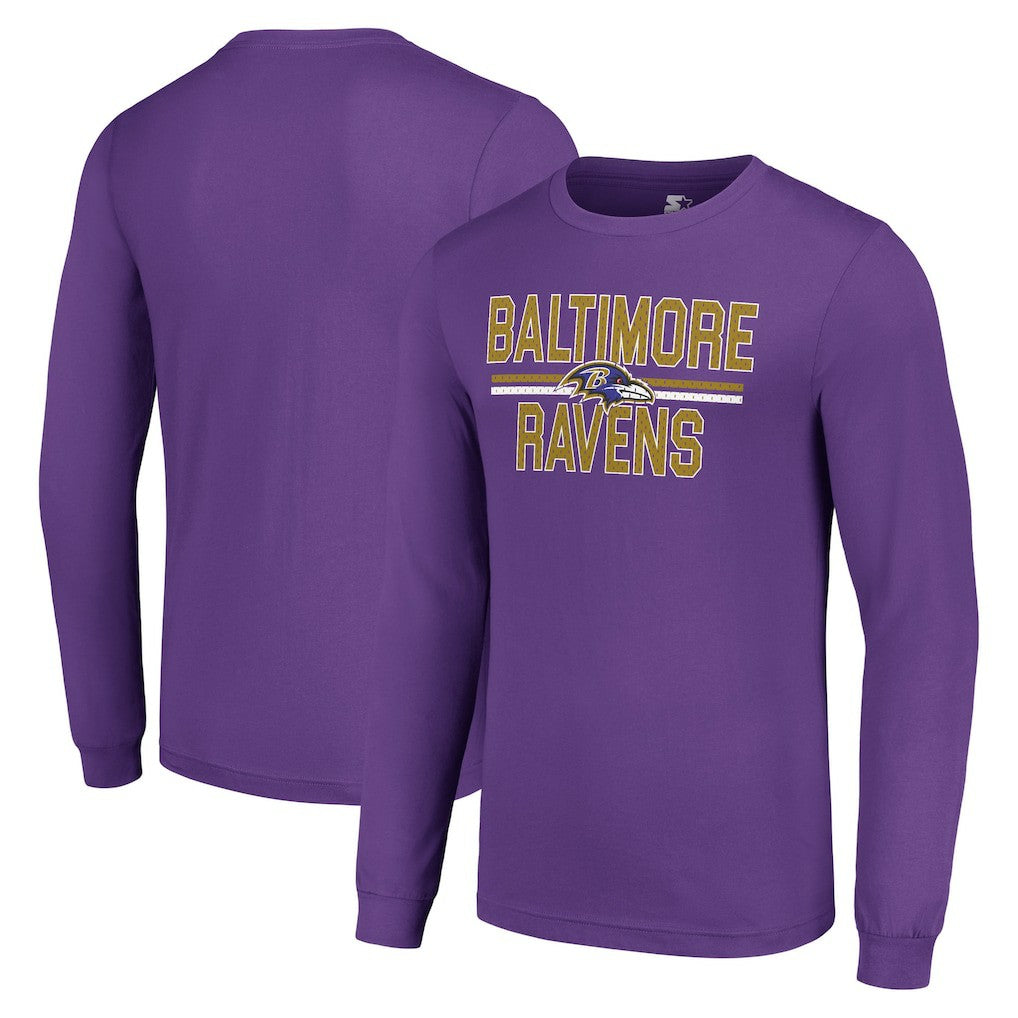 Baltimore Ravens Starter Team Mesh Print Graphic Long Sleeve T-Shirt Purple