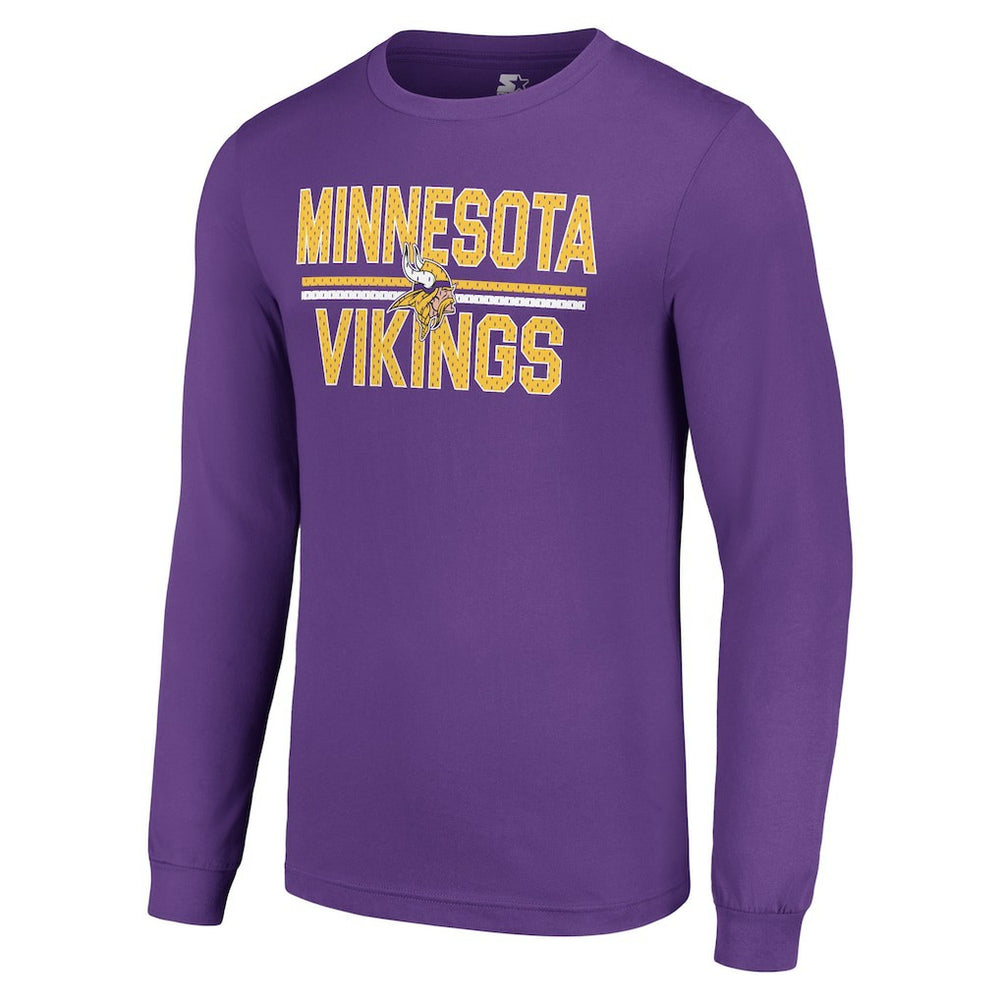 Minnesota Vikings Starter Team Mesh Print Graphic Long Sleeve T-Shirt Purple