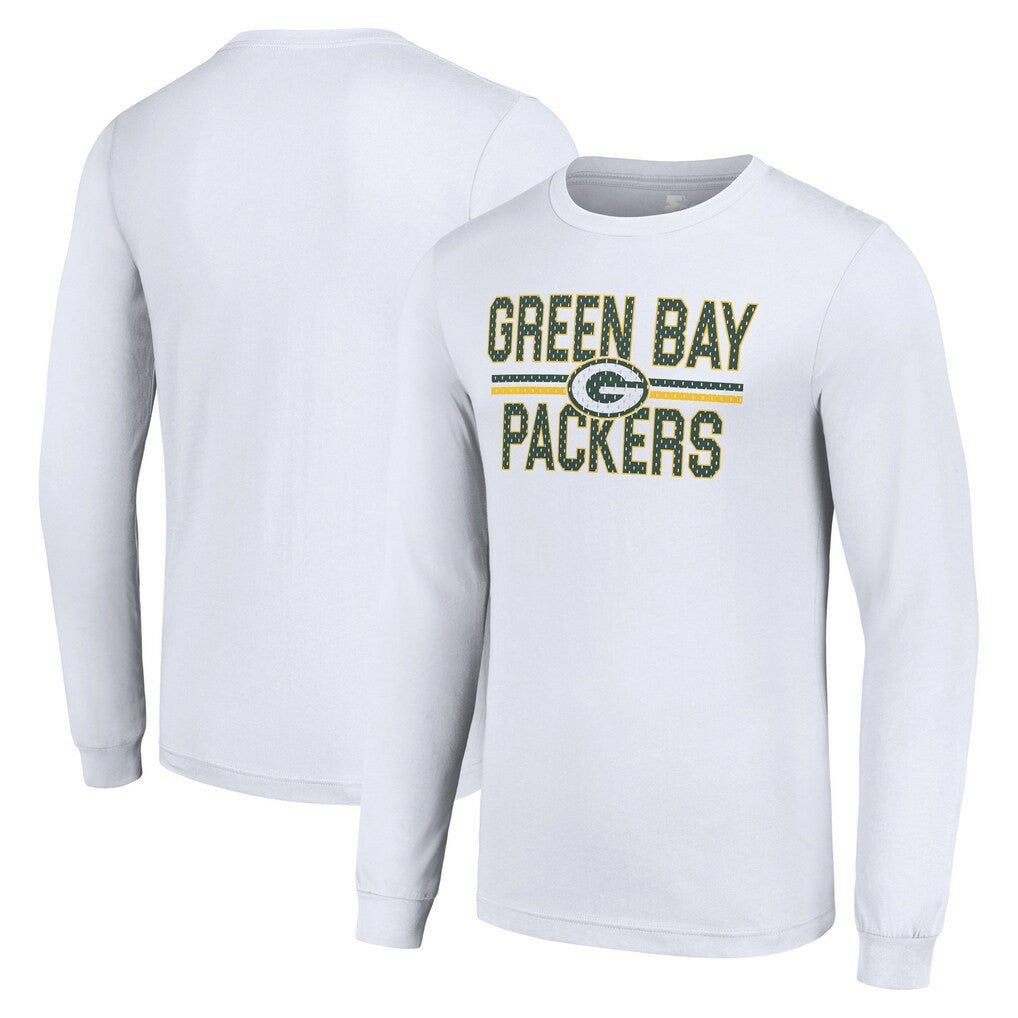Green Bay Packers Starter Team Mesh Print Graphic Long Sleeve T-Shirt White