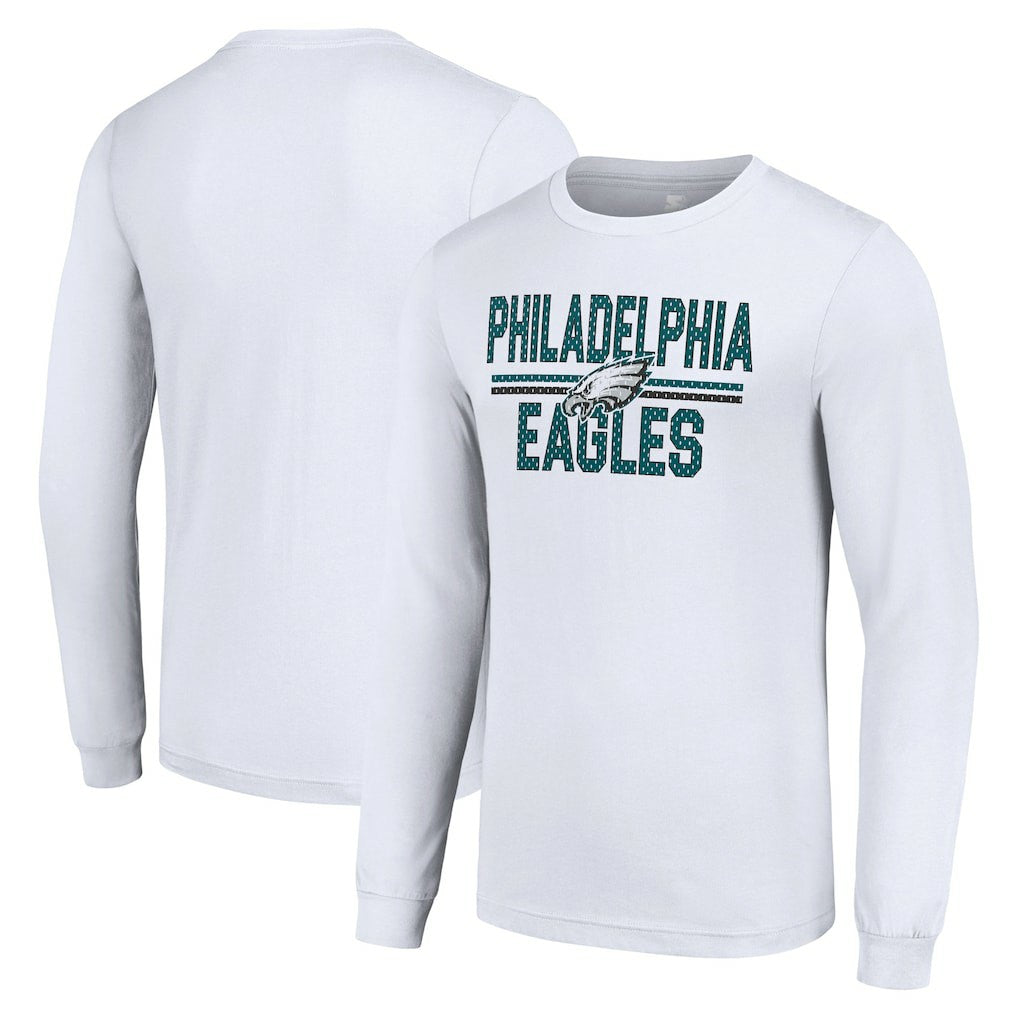 Philadelphia Eagles Starter Team Mesh Print Graphic Long Sleeve T-Shirt White
