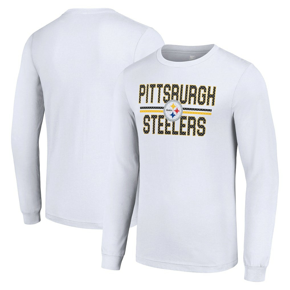 Pittsburgh Steelers Starter Team Mesh Print Graphic Long Sleeve T-Shirt White