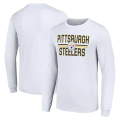 Pittsburgh Steelers Starter Team Mesh Print Graphic Long Sleeve T-Shirt White