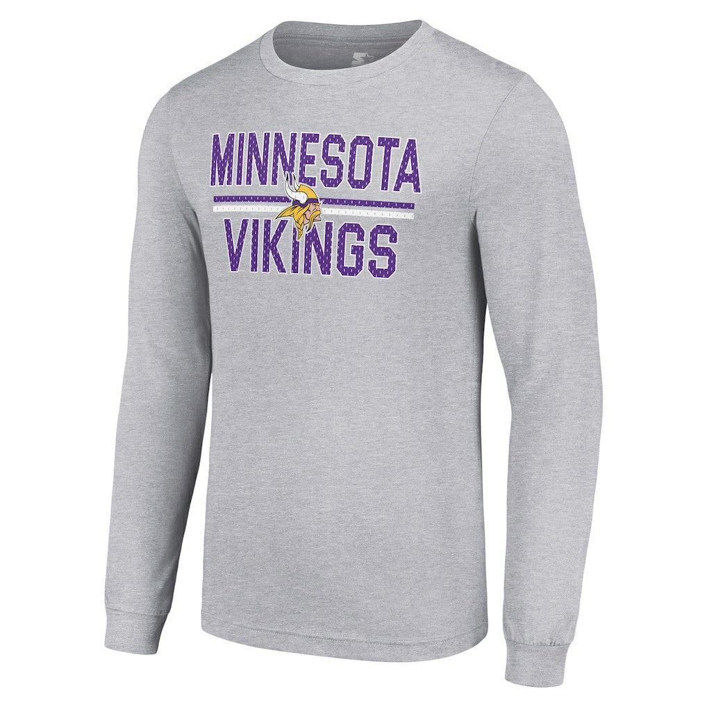 Minnesota Vikings Starter Team Mesh Print Graphic Long Sleeve T-Shirt Heather Gray