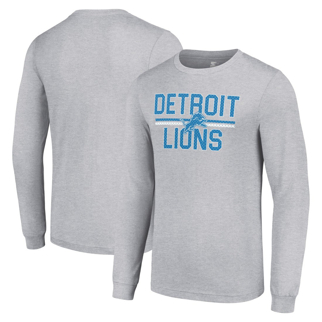 Detroit Lions Starter Team Mesh Print Graphic Long Sleeve T-Shirt Heather Gray