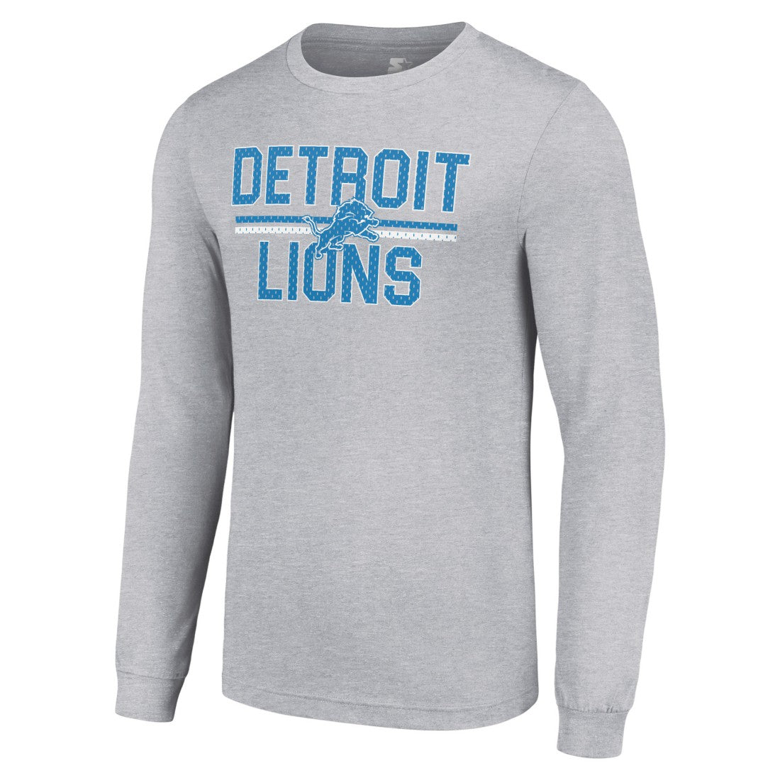 Detroit Lions Starter Team Mesh Print Graphic Long Sleeve T-Shirt Heather Gray