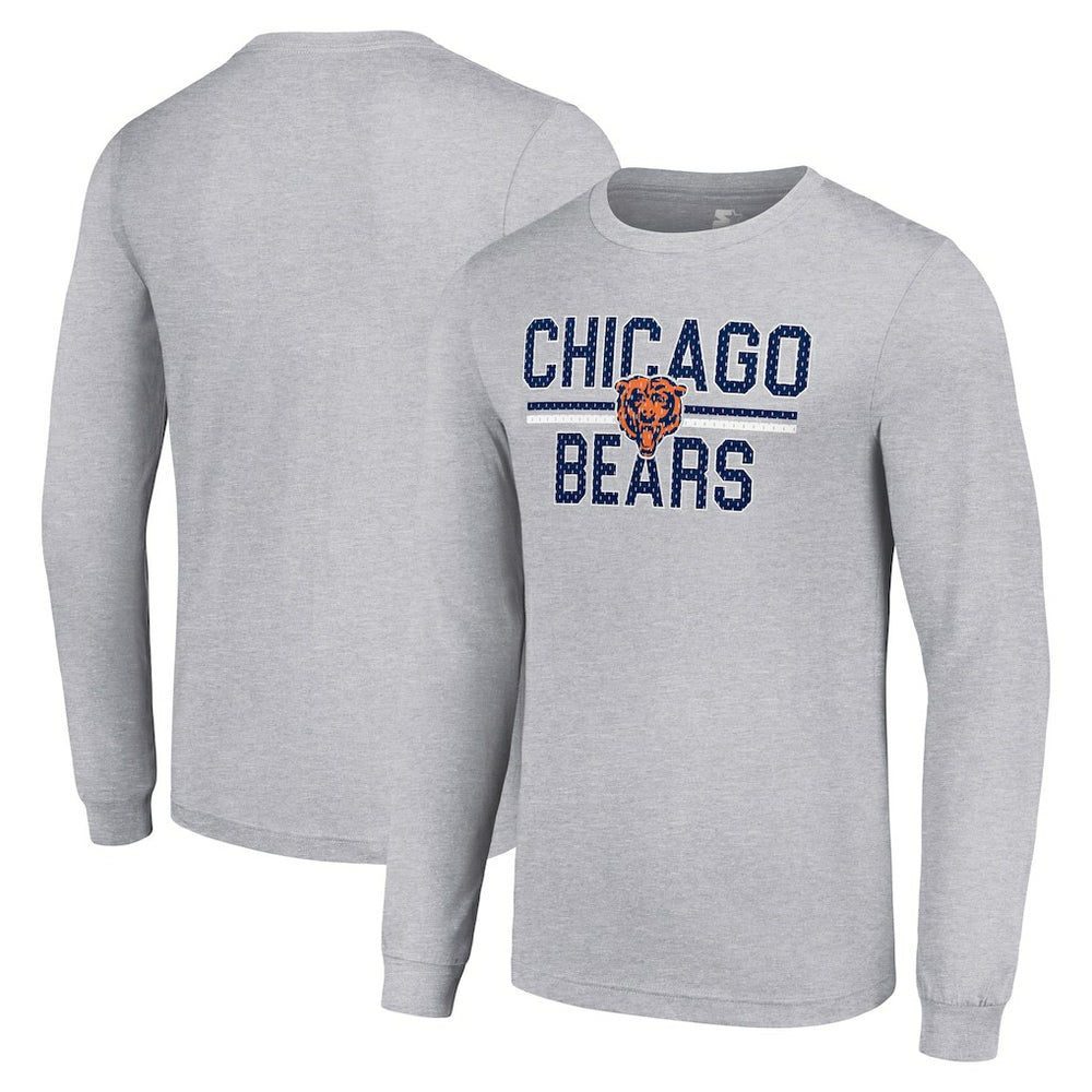 Chicago Bears Starter Team Mesh Print Graphic Long Sleeve T-Shirt Heather Gray