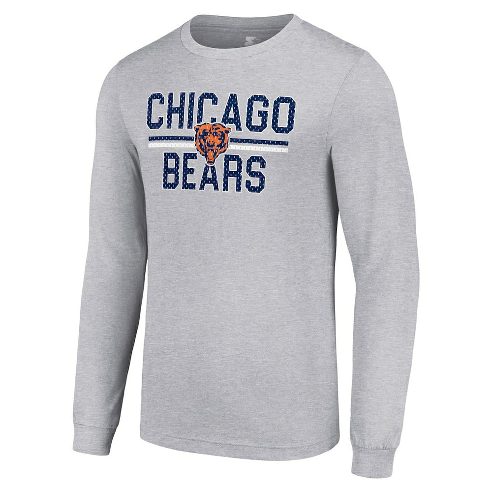 Chicago Bears Starter Team Mesh Print Graphic Long Sleeve T-Shirt Heather Gray