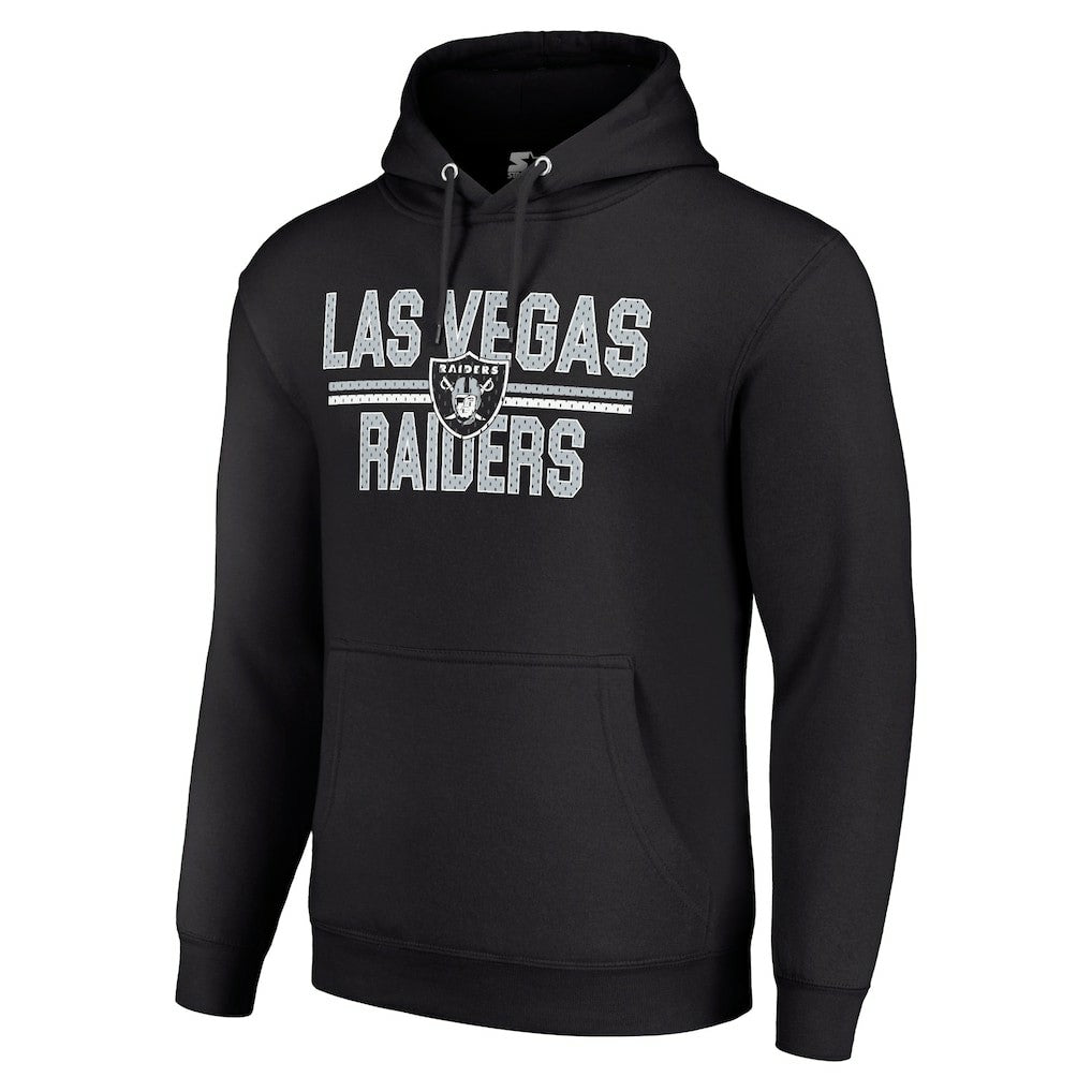 Las Vegas Raiders Starter Unisex Team Mesh Print Graphic Tri-Blend Pullover Hoodie Black