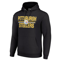 Pittsburgh Steelers Starter Unisex Team Mesh Print Graphic Tri-Blend Pullover Hoodie Black