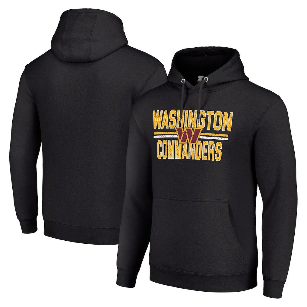 Washington Commanders Starter Unisex Team Mesh Print Graphic Tri-Blend Pullover Hoodie Black