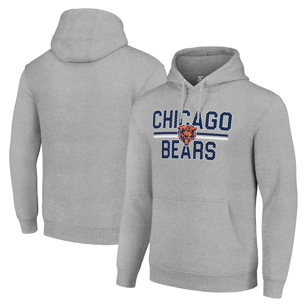 Chicago Bears Starter Unisex Team Mesh Print Graphic Tri-Blend Pullover Hoodie Heather Gray