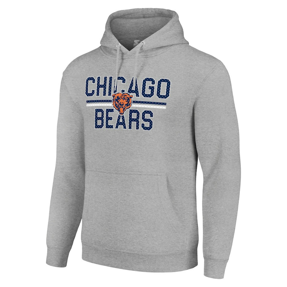 Chicago Bears Starter Unisex Team Mesh Print Graphic Tri-Blend Pullover Hoodie Heather Gray