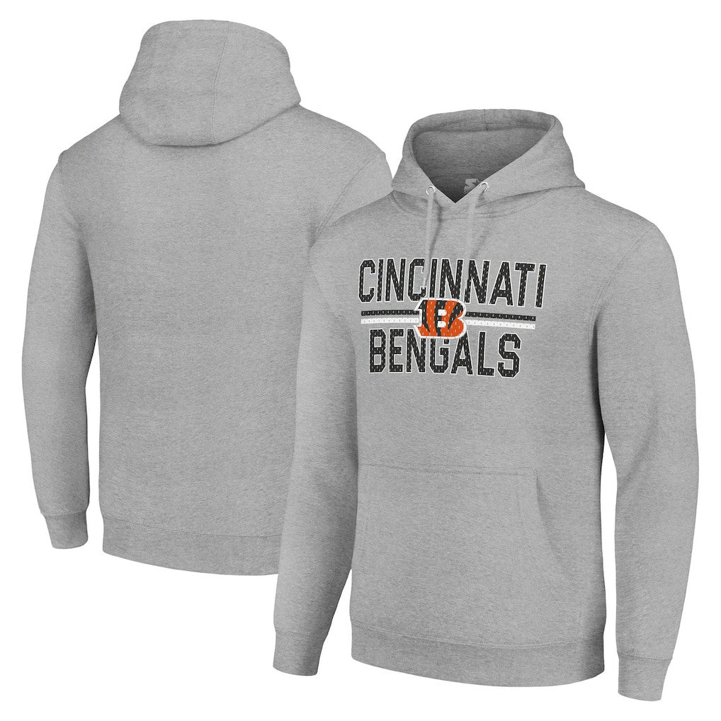 Cincinnati Bengals Starter Unisex Team Mesh Print Graphic Tri-Blend Pullover Hoodie Heather Gray