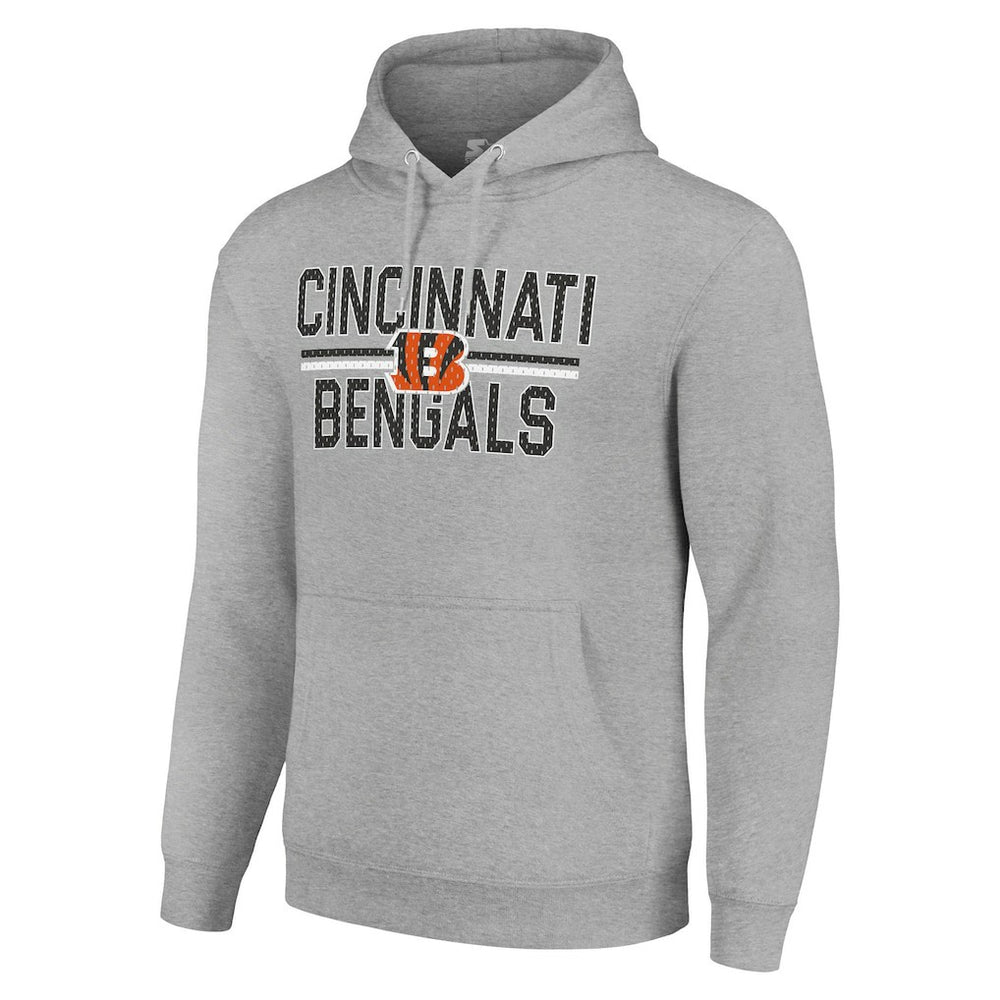 Cincinnati Bengals Starter Unisex Team Mesh Print Graphic Tri-Blend Pullover Hoodie Heather Gray