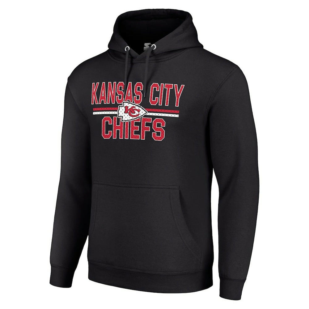 Kansas City Chiefs Starter Unisex Team Mesh Print Graphic Tri-Blend Pullover Hoodie Black