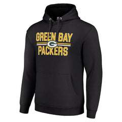 Green Bay Packers Starter Unisex Team Mesh Print Graphic Tri-Blend Pullover Hoodie Black