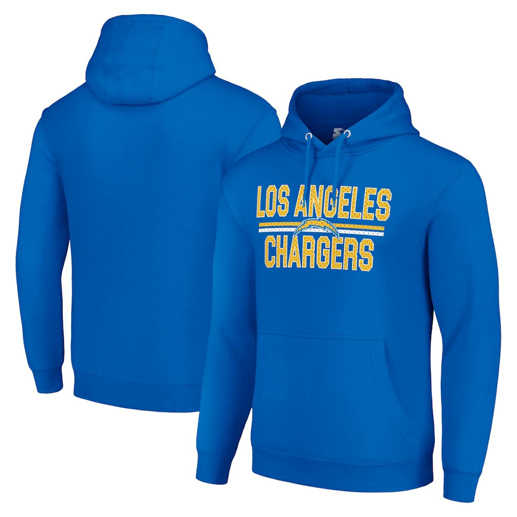 Los Angeles Chargers Starter Unisex Team Mesh Print Graphic Tri-Blend Pullover Hoodie Royal