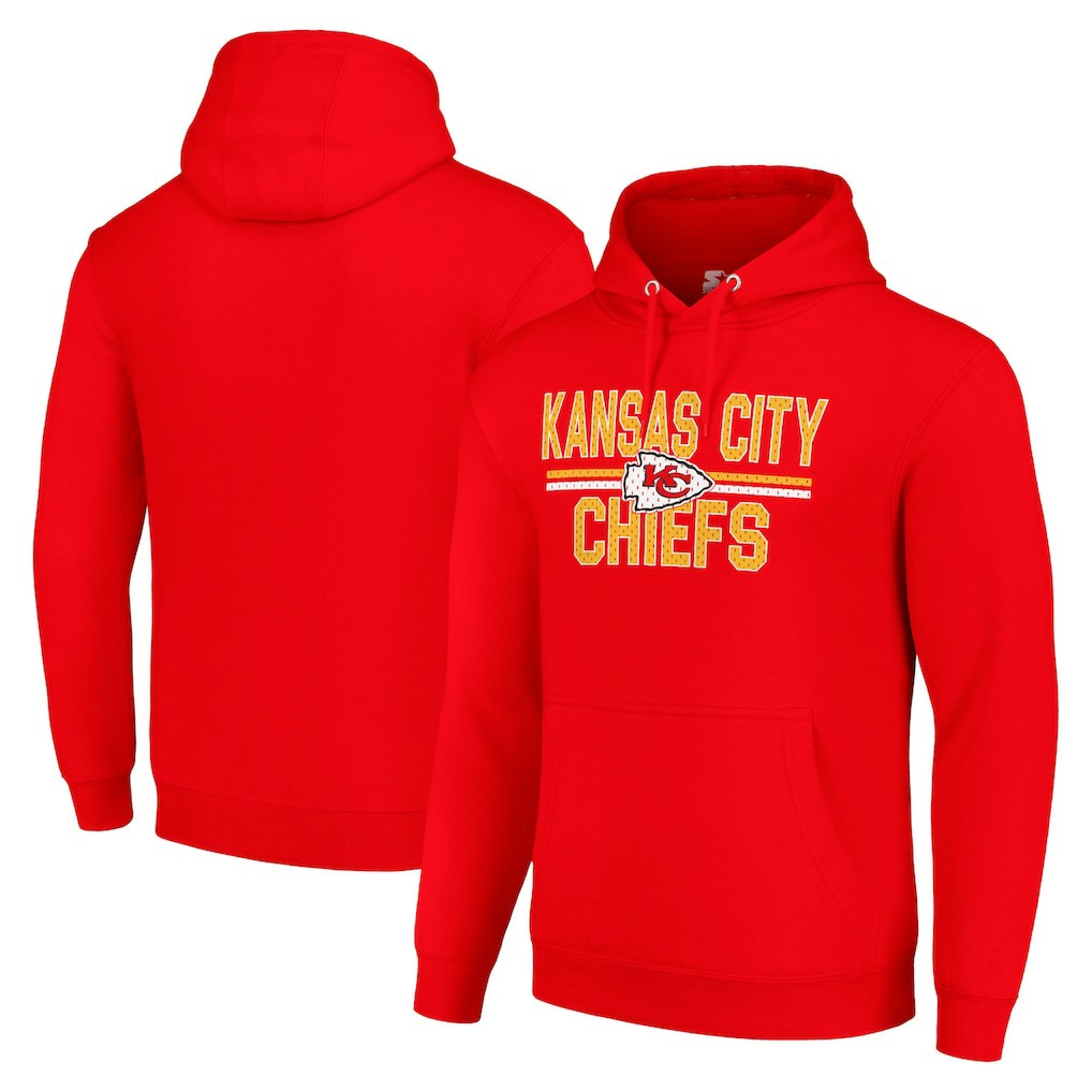 Kansas City Chiefs Starter Unisex Team Mesh Print Graphic Tri-Blend Pullover Hoodie Red