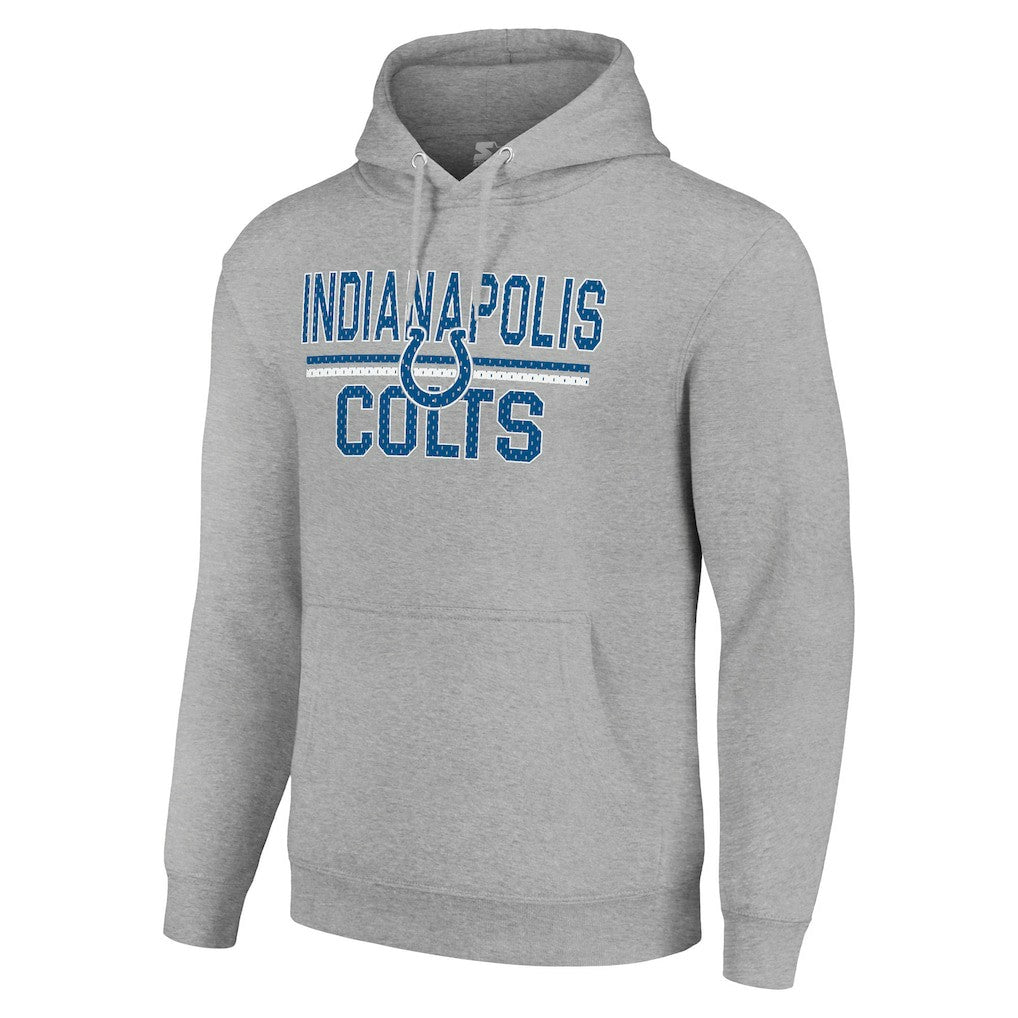 Indianapolis Colts Starter Unisex Team Mesh Print Graphic Tri-Blend Pullover Hoodie Heather Gray