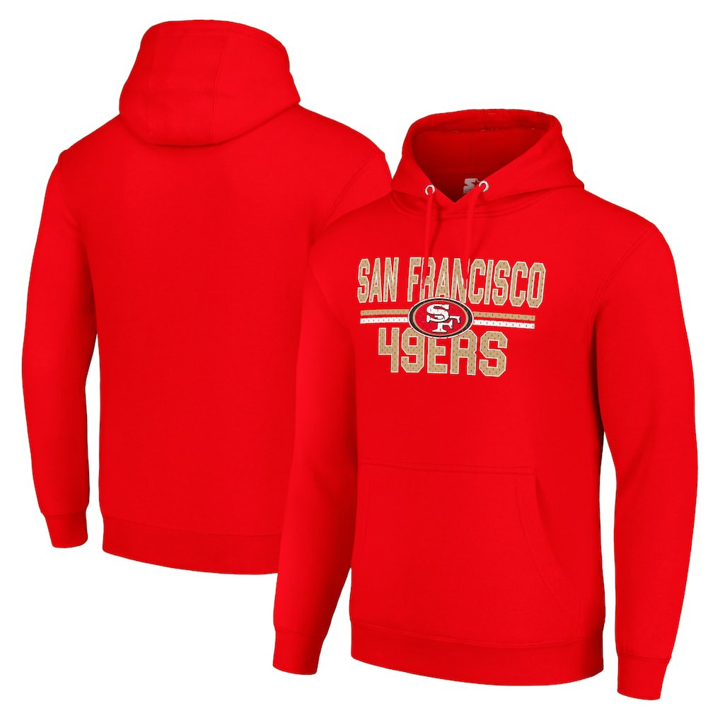 San Francisco 49ers Starter Unisex Team Mesh Print Graphic Tri-Blend Pullover Hoodie Scarlet
