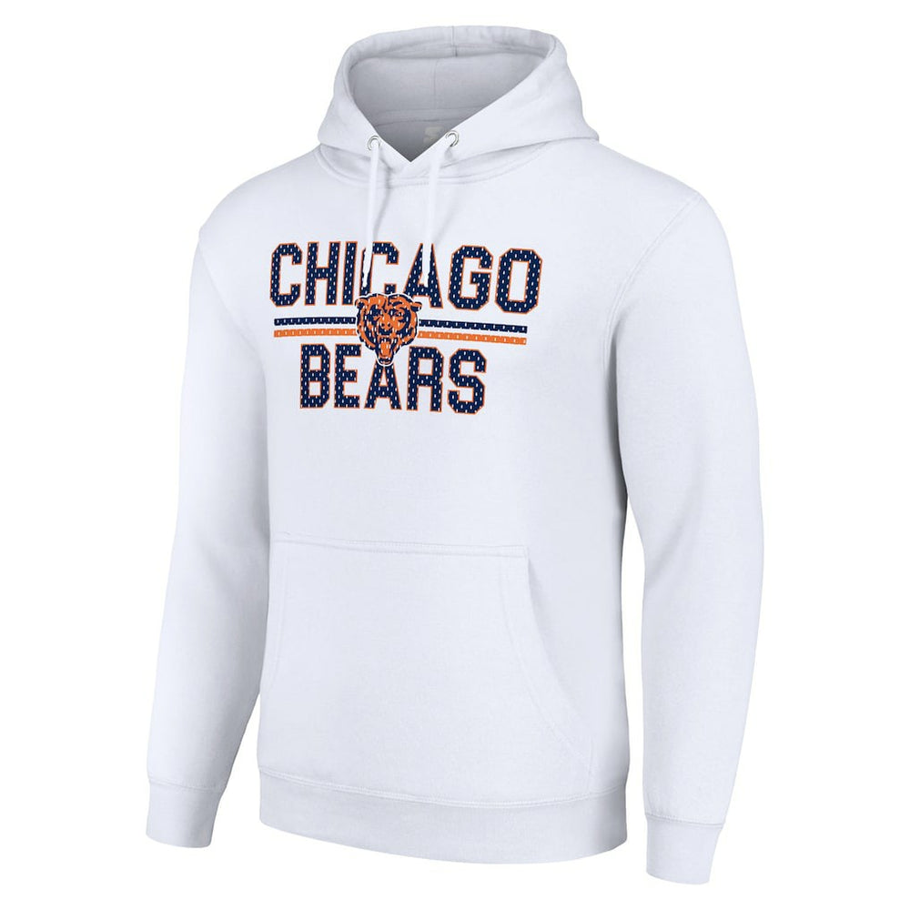 Chicago Bears Starter Unisex Team Mesh Print Graphic Tri-Blend Pullover Hoodie White
