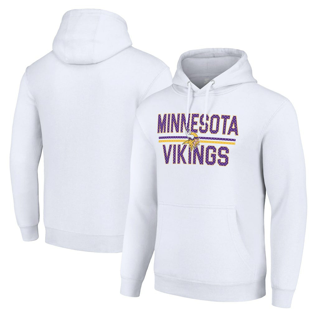 Minnesota Vikings Starter Unisex Team Mesh Print Graphic Tri-Blend Pullover Hoodie White