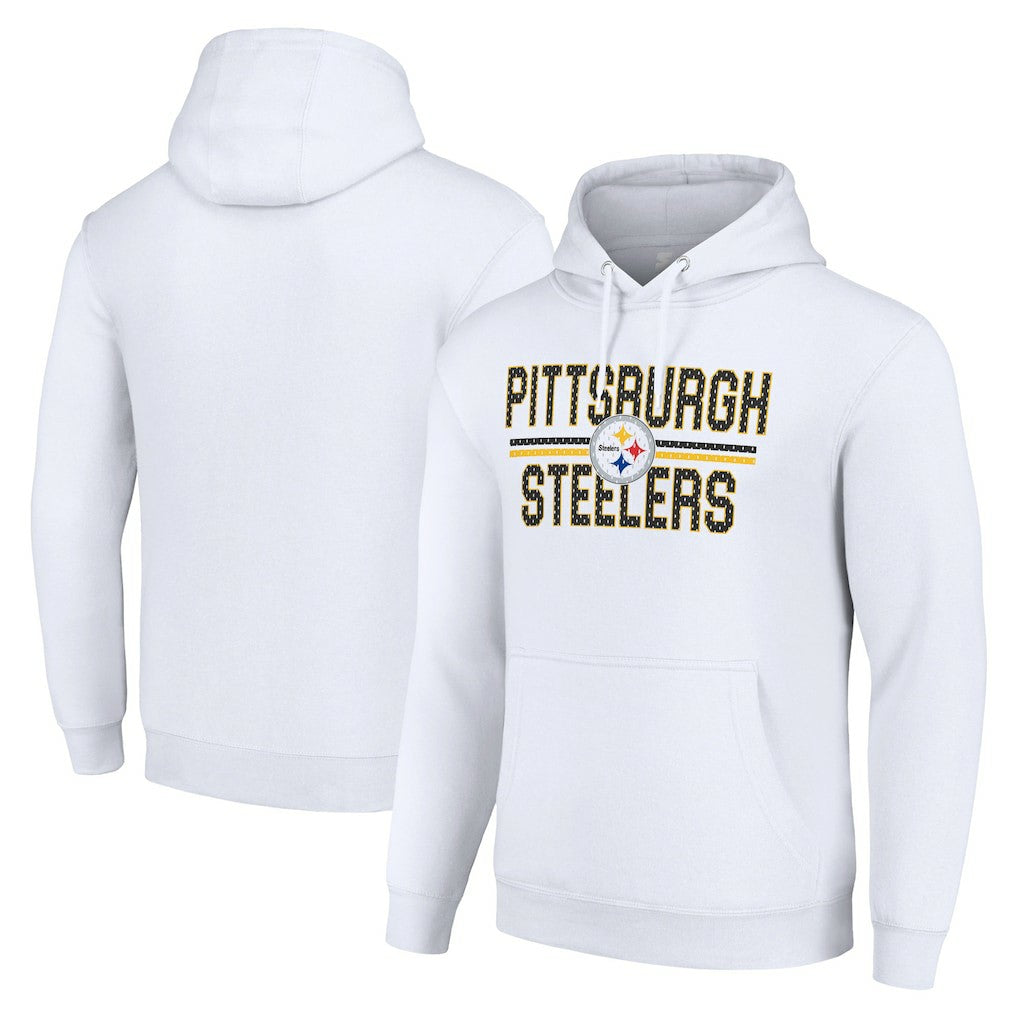Pittsburgh Steelers Starter Unisex Team Mesh Print Graphic Tri-Blend Pullover Hoodie White