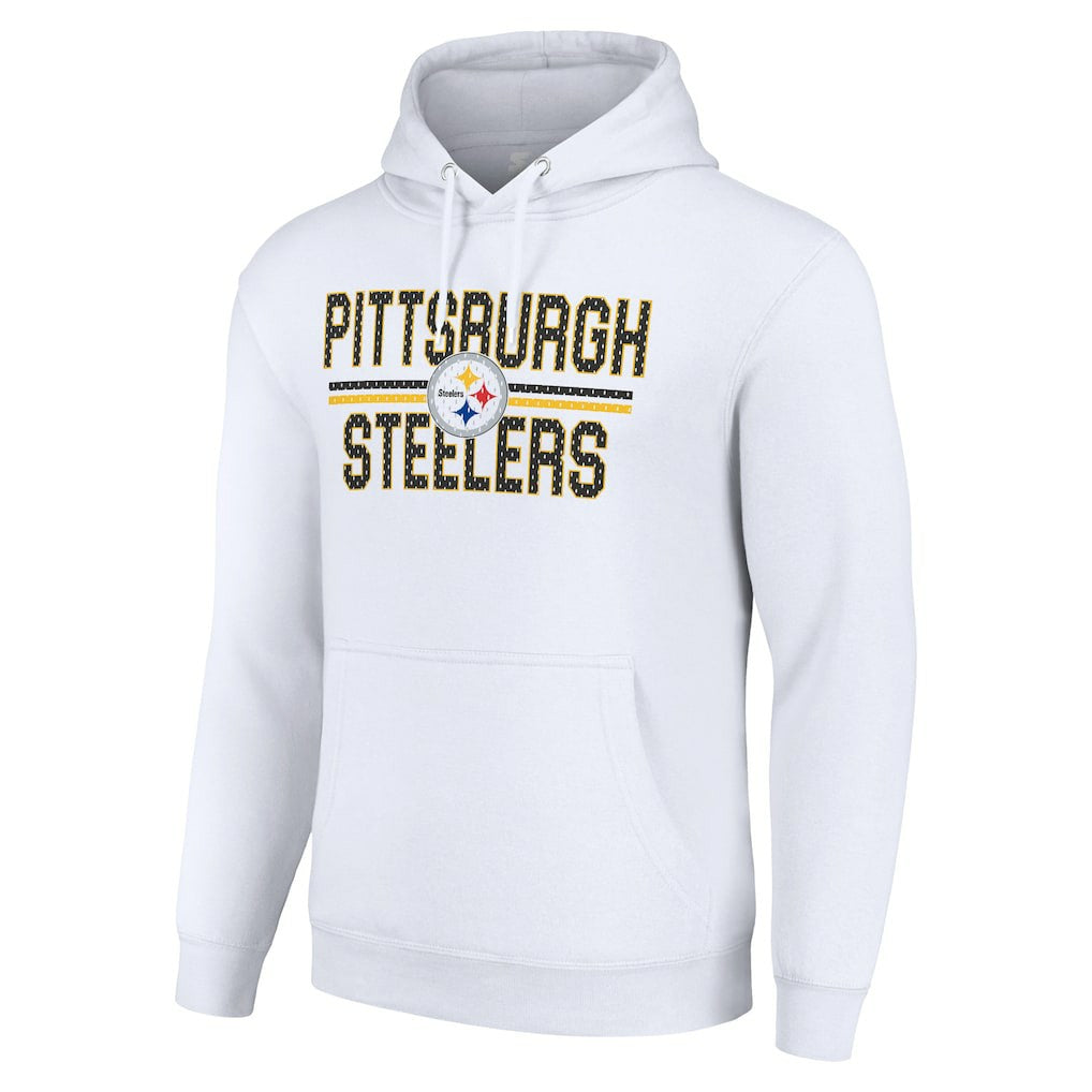 Pittsburgh Steelers Starter Unisex Team Mesh Print Graphic Tri-Blend Pullover Hoodie White