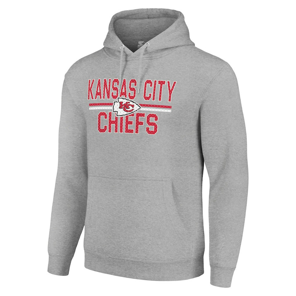 Kansas City Chiefs Starter Unisex Team Mesh Print Graphic Tri-Blend Pullover Hoodie Heather Gray