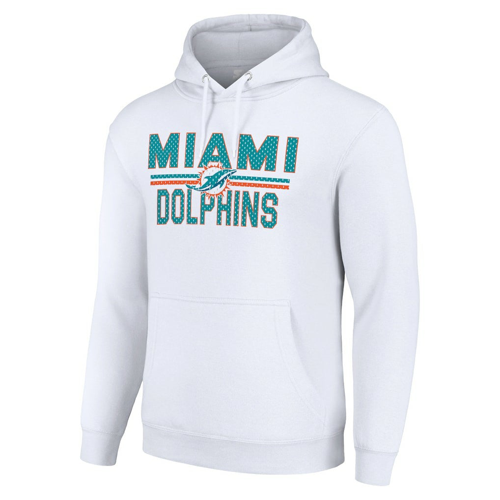 Miami Dolphins Starter Unisex Team Mesh Print Graphic Tri-Blend Pullover Hoodie White