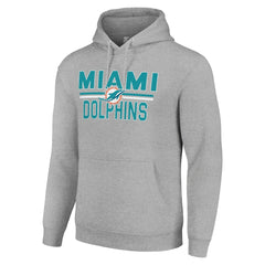 Miami Dolphins Starter Unisex Team Mesh Print Graphic Tri-Blend Pullover Hoodie Heather Gray