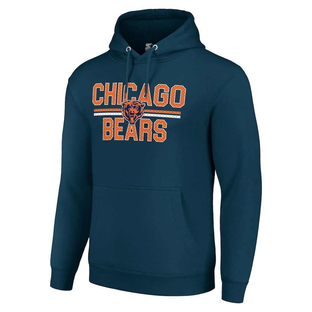 Chicago Bears Starter Unisex Team Mesh Print Graphic Tri-Blend Pullover Hoodie Navy