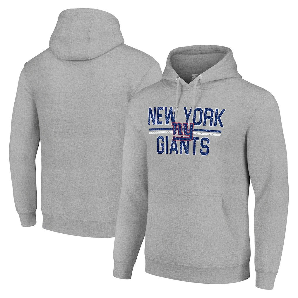 New York Giants Starter Unisex Team Mesh Print Graphic Tri-Blend Pullover Hoodie Heather Gray