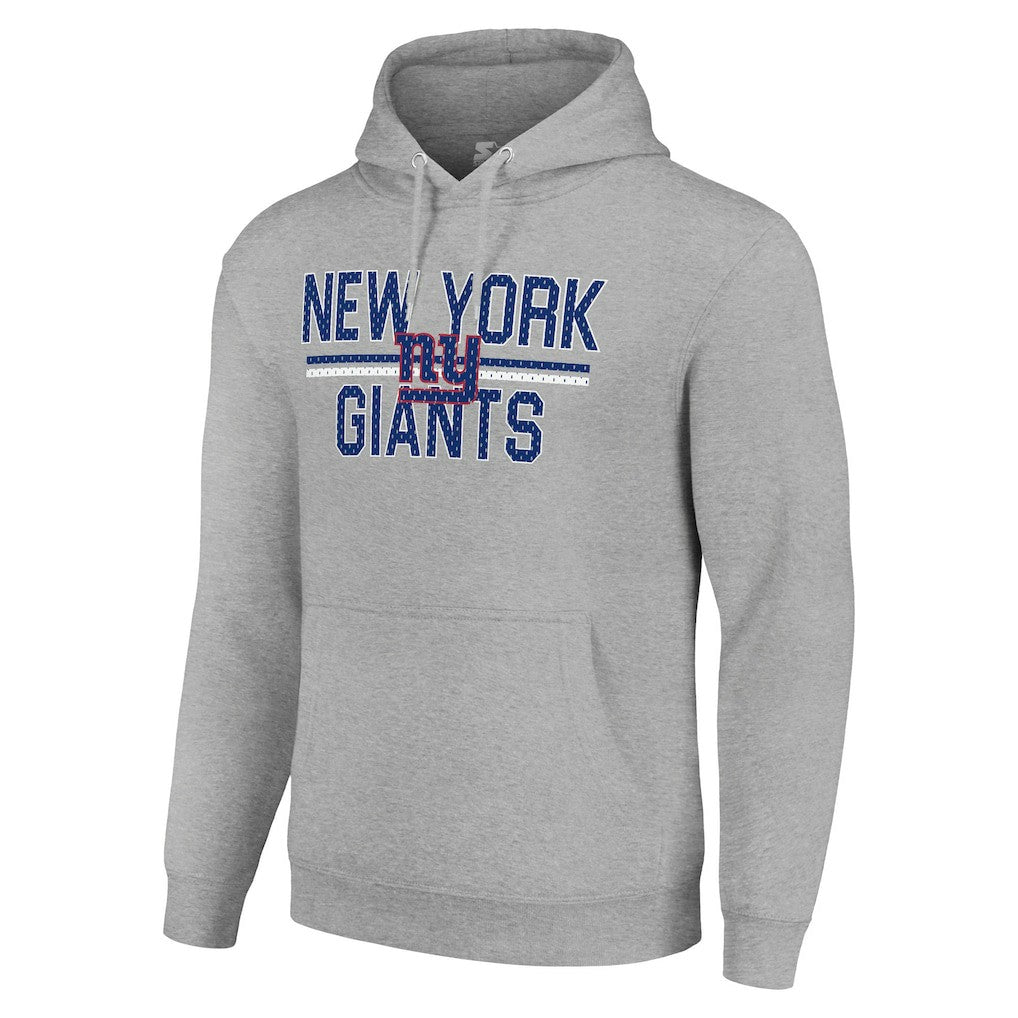 New York Giants Starter Unisex Team Mesh Print Graphic Tri-Blend Pullover Hoodie Heather Gray