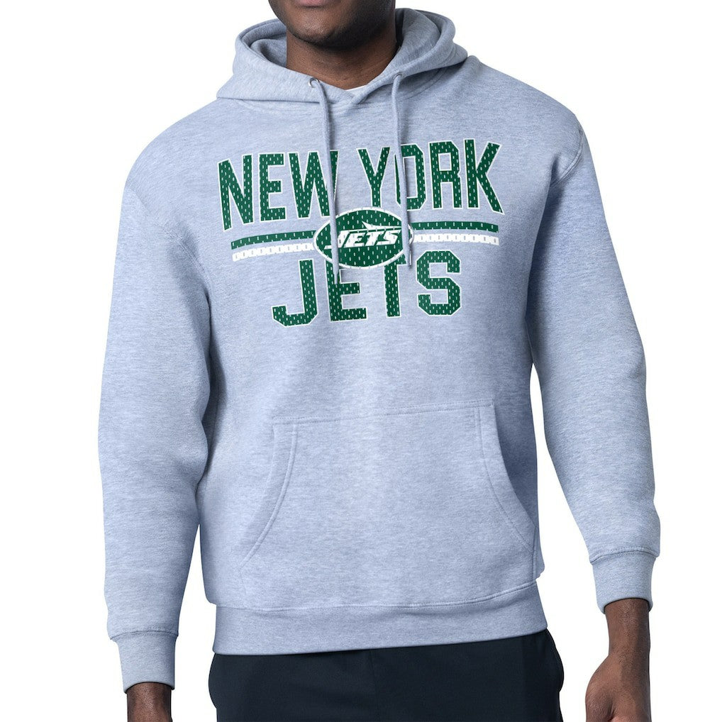 New York Jets Starter Unisex Team Mesh Print Graphic Tri-Blend Pullover Hoodie Heather Gray