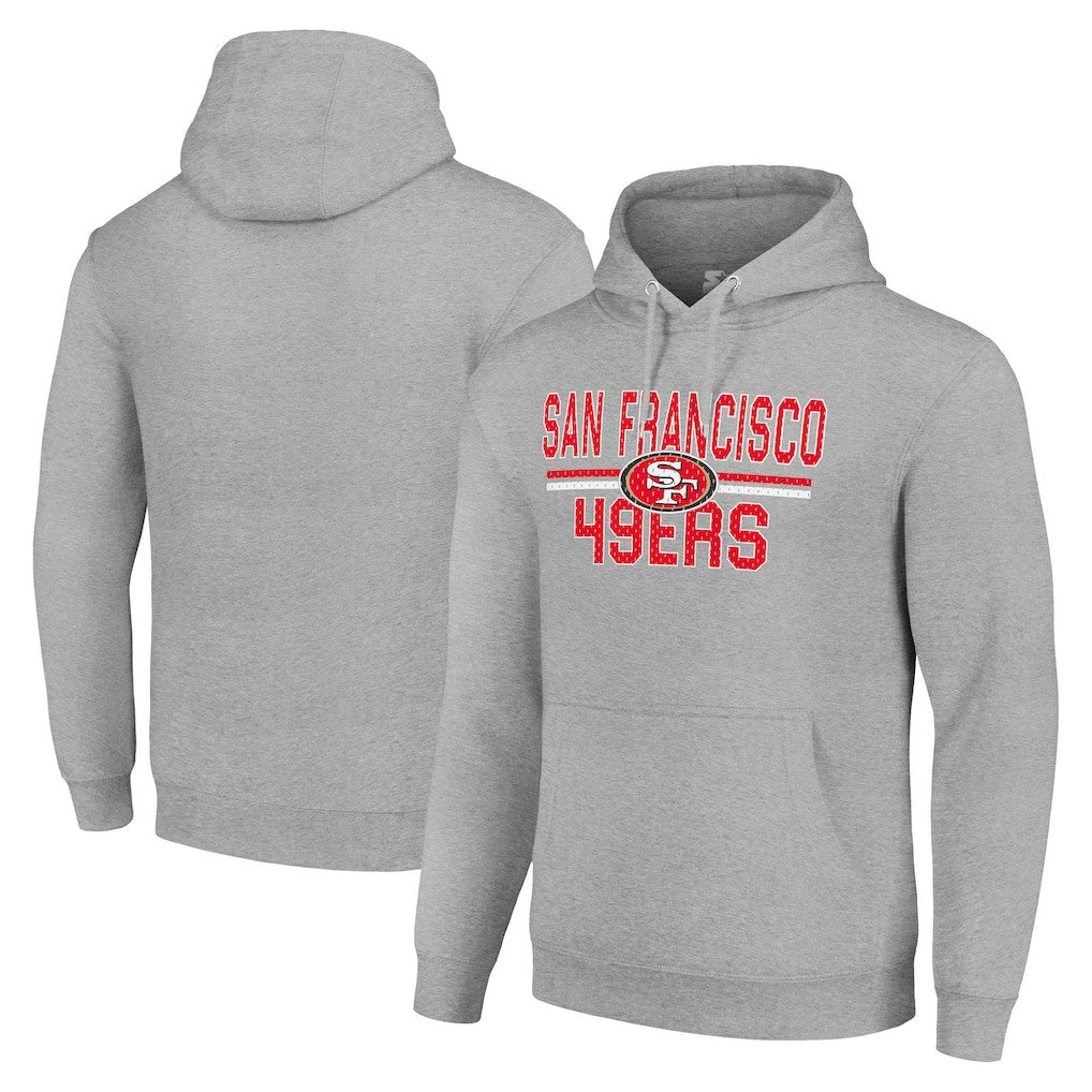 San Francisco 49ers Starter Unisex Team Mesh Print Graphic Tri-Blend Pullover Hoodie Heather Gray
