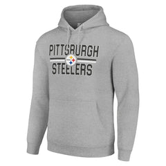 Pittsburgh Steelers Starter Unisex Team Mesh Print Graphic Tri-Blend Pullover Hoodie Heather Gray