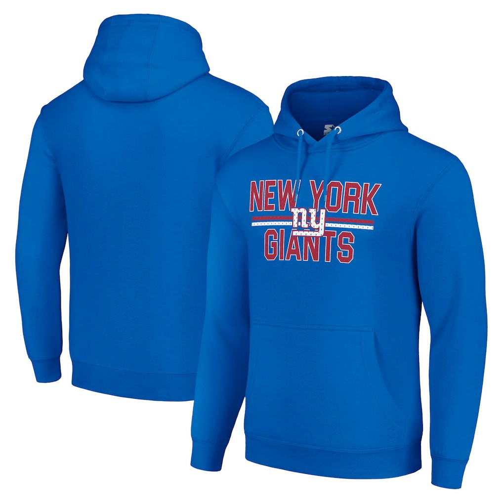 New York Giants Starter Unisex Team Mesh Print Graphic Tri-Blend Pullover Hoodie Royal