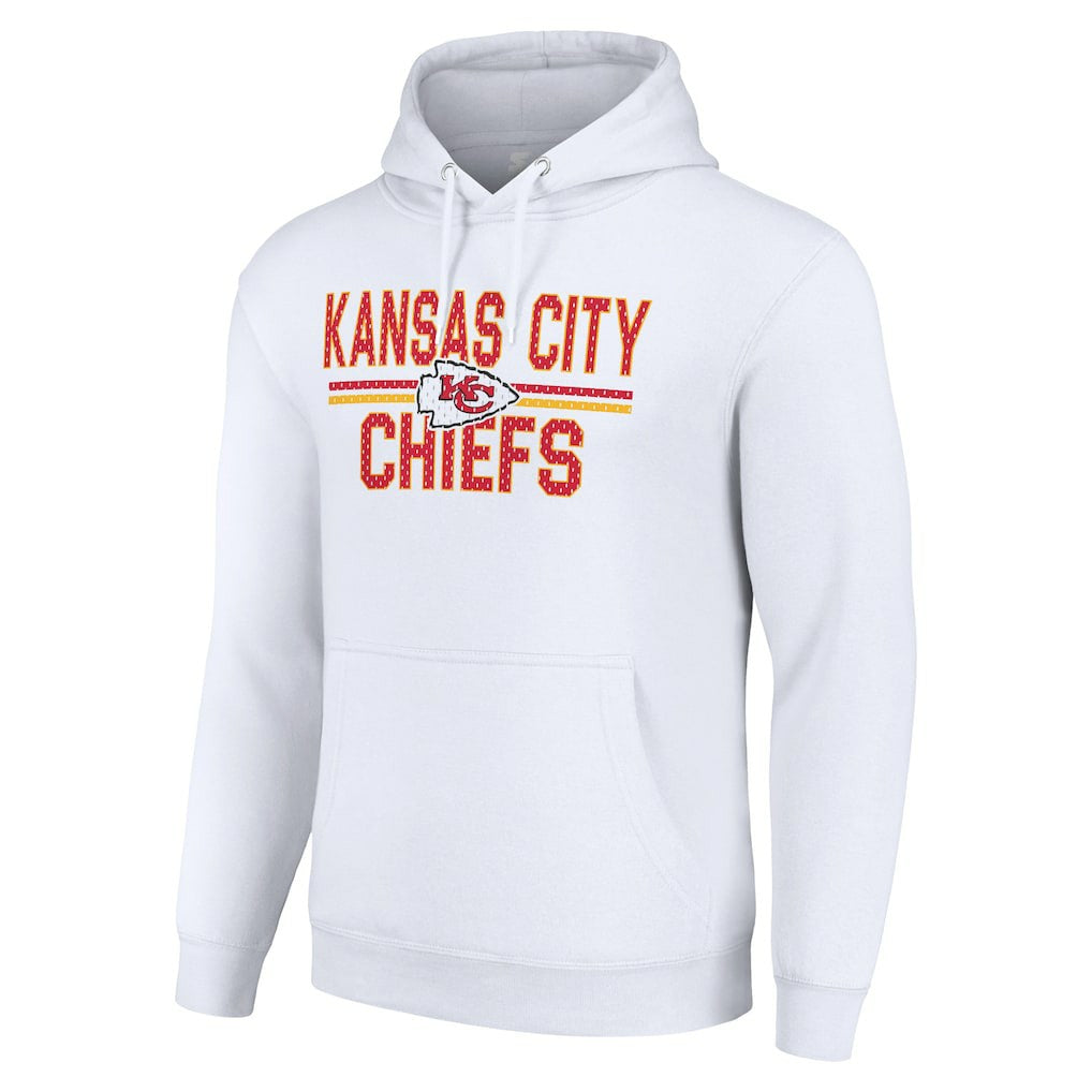 Kansas City Chiefs Starter Unisex Team Mesh Print Graphic Tri-Blend Pullover Hoodie White