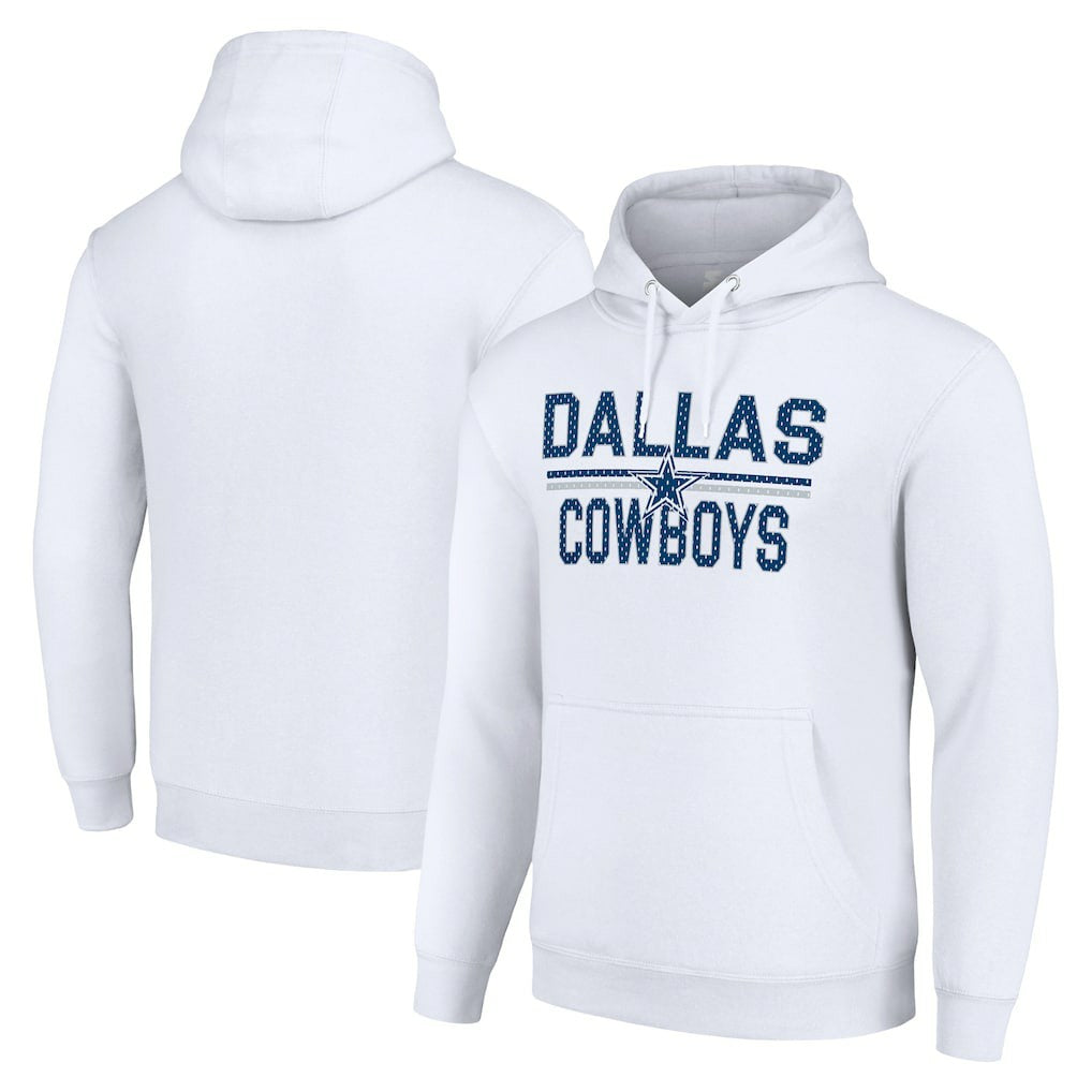 Dallas Cowboys Starter Unisex Team Mesh Print Graphic Tri-Blend Pullover Hoodie White