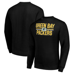 Green Bay Packers Starter Team Mesh Print Graphic Pullover Sweatshirt Black
