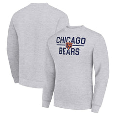 Chicago Bears Starter Team Mesh Print Graphic Pullover Sweatshirt Heather Gray