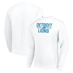 Detroit Lions Starter Team Mesh Print Graphic Pullover Sweatshirt White