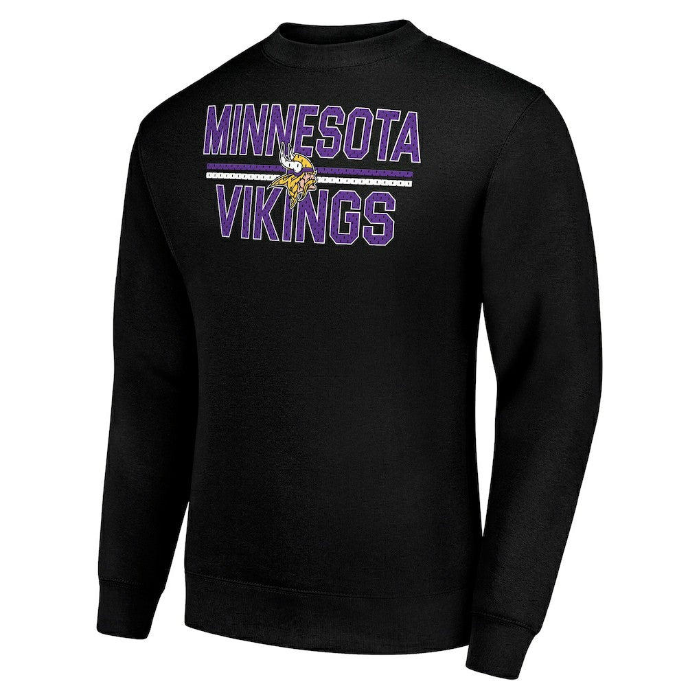 Minnesota Vikings Starter Team Mesh Print Graphic Pullover Sweatshirt Black