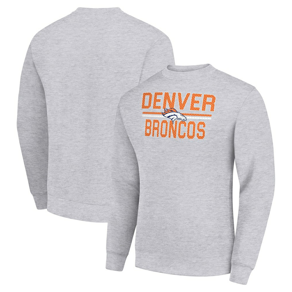 Denver Broncos Starter Team Mesh Print Graphic Pullover Sweatshirt Heather Gray