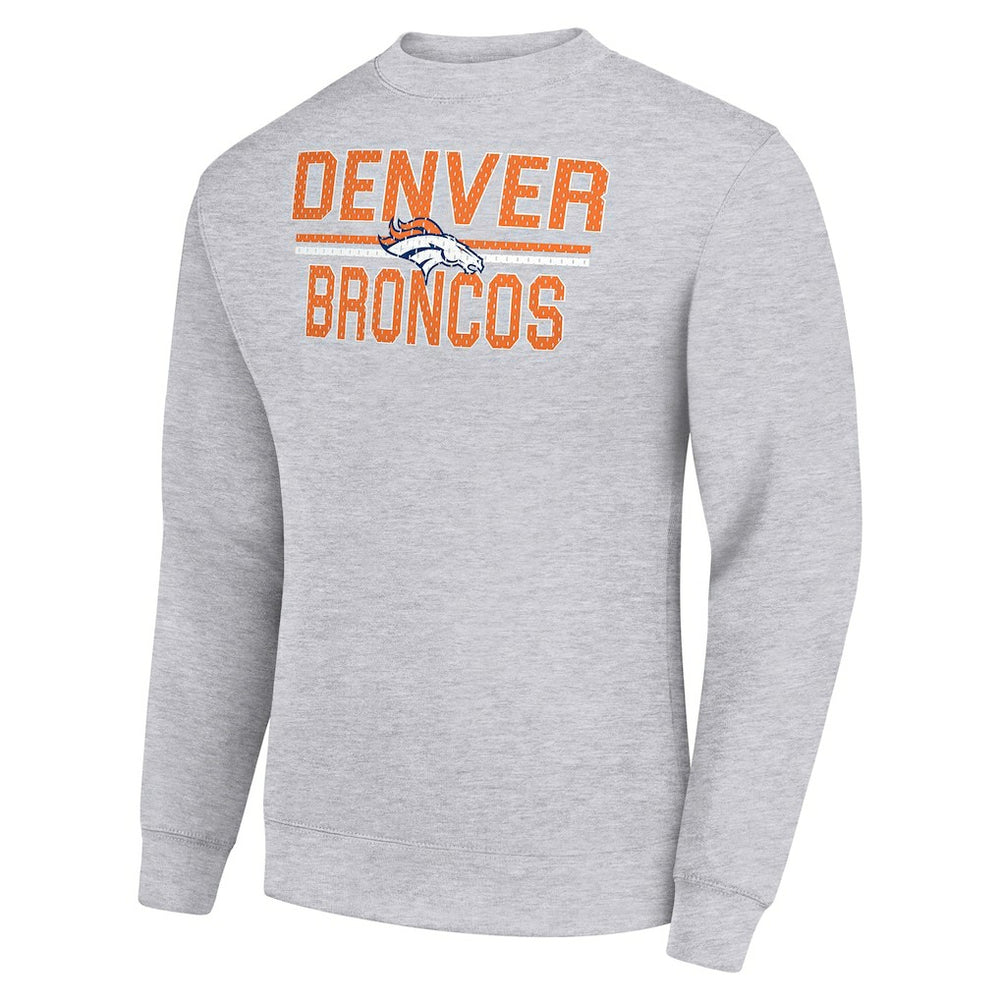 Denver Broncos Starter Team Mesh Print Graphic Pullover Sweatshirt Heather Gray