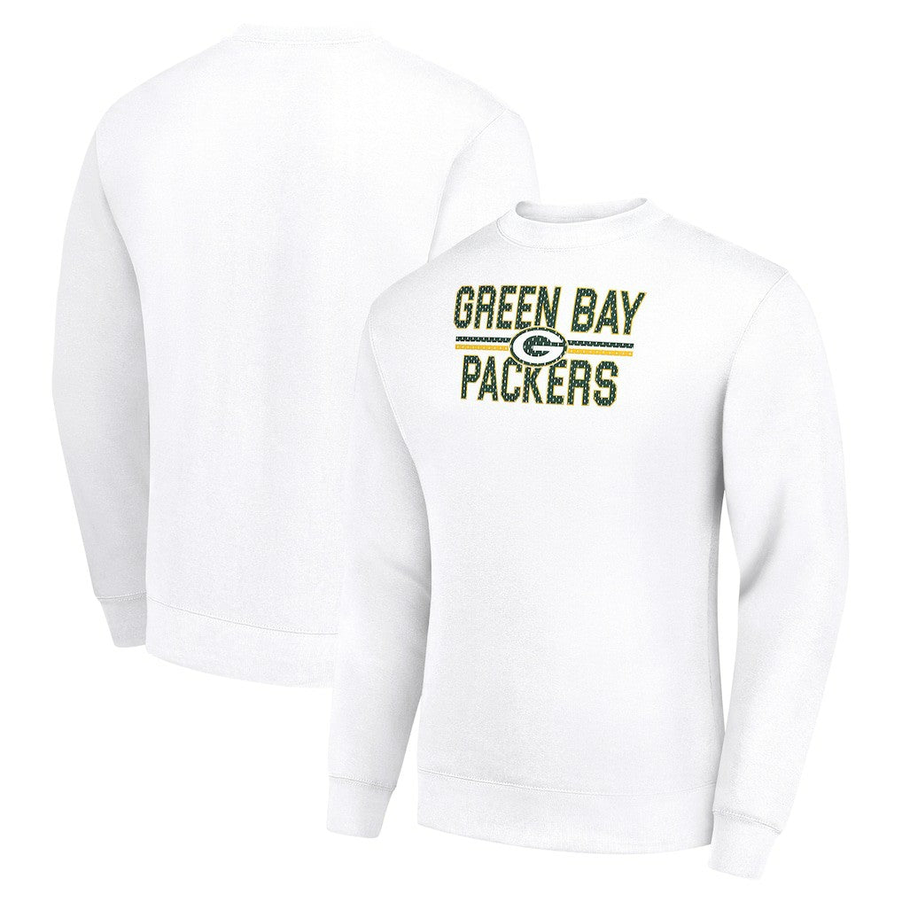Green Bay Packers Starter Team Mesh Print Graphic Pullover Sweatshirt White