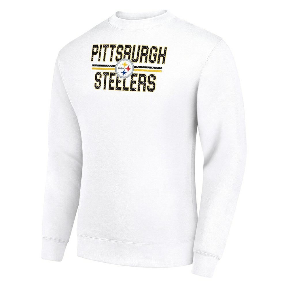 Pittsburgh Steelers Starter Team Mesh Print Graphic Pullover Sweatshirt White
