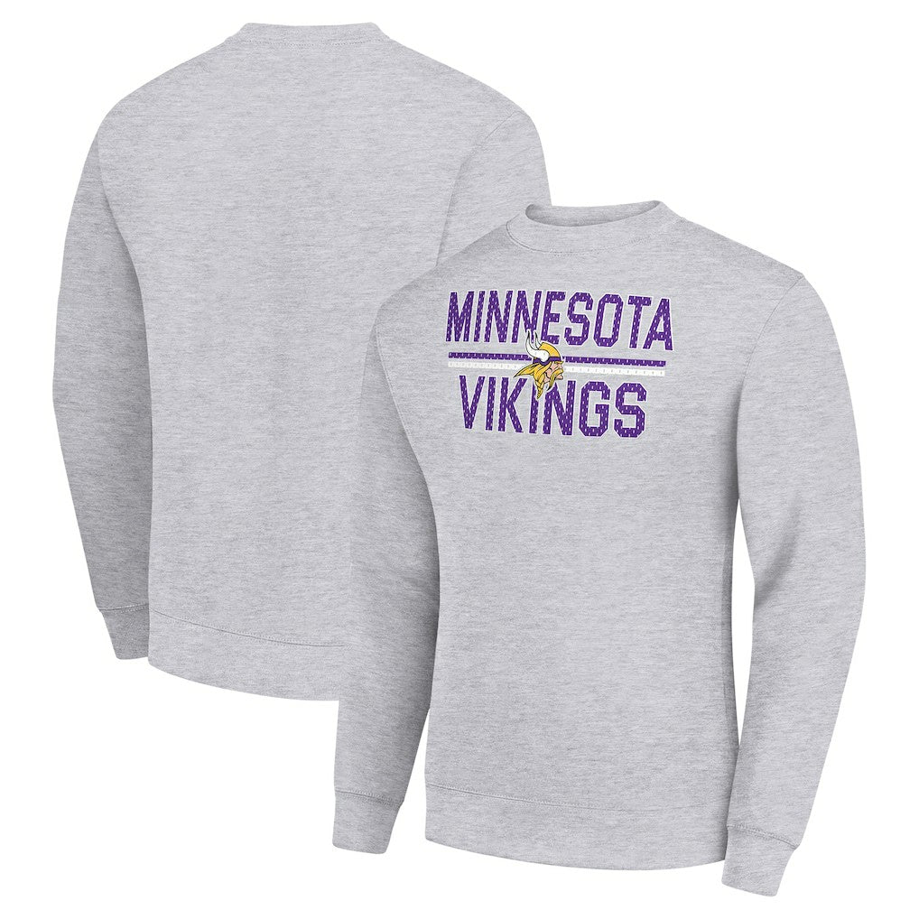Minnesota Vikings Starter Team Mesh Print Graphic Pullover Sweatshirt Heather Gray